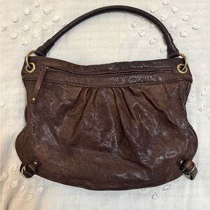 Gianni Bini chocolate brown hobo leather purse